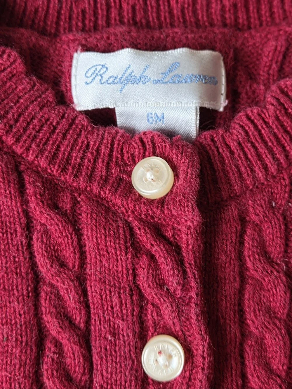 Polo Ralph Lauren Baby Polo Bear Cable Knit Cardigan Set Red 6M Holiday Gift